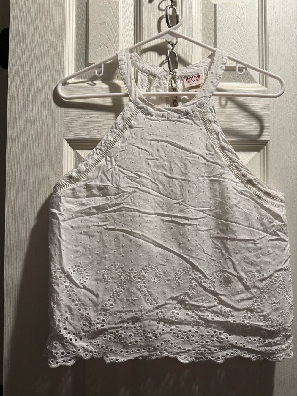 Mossimo Supply Co. White Eyelet Halter Tank Top